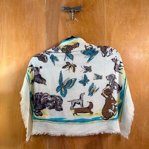 Vintage Novelty Dog Graphic Scarf // Whimsical Cottagecore Aesthetic